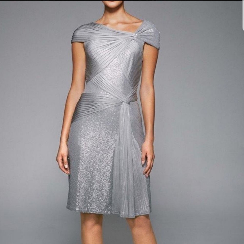 Tadashi Shoji Metallic Pailettes Cocktail Dress